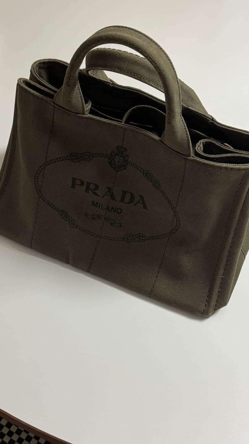 프라다 카나파 캔버스 카키 토트백 상품이미지1