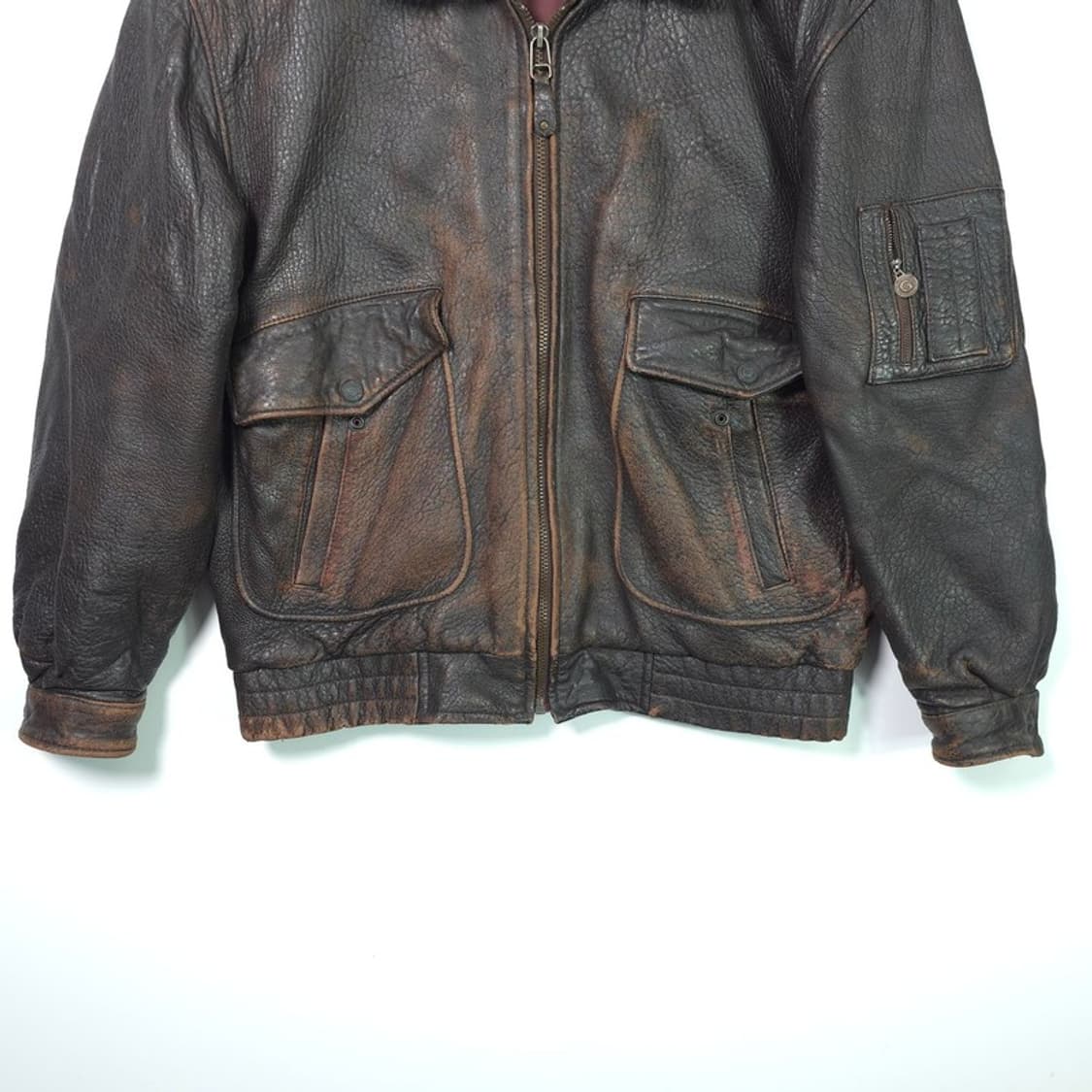 ESQ 에스콰이어 빈티지 레더 항공점퍼 L 상품이미지4