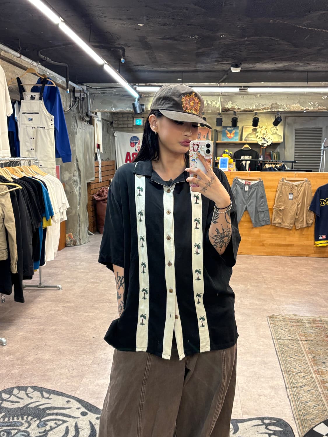 블랙 실크 하와이안 반팔 셔츠 #csz4214 상품이미지4