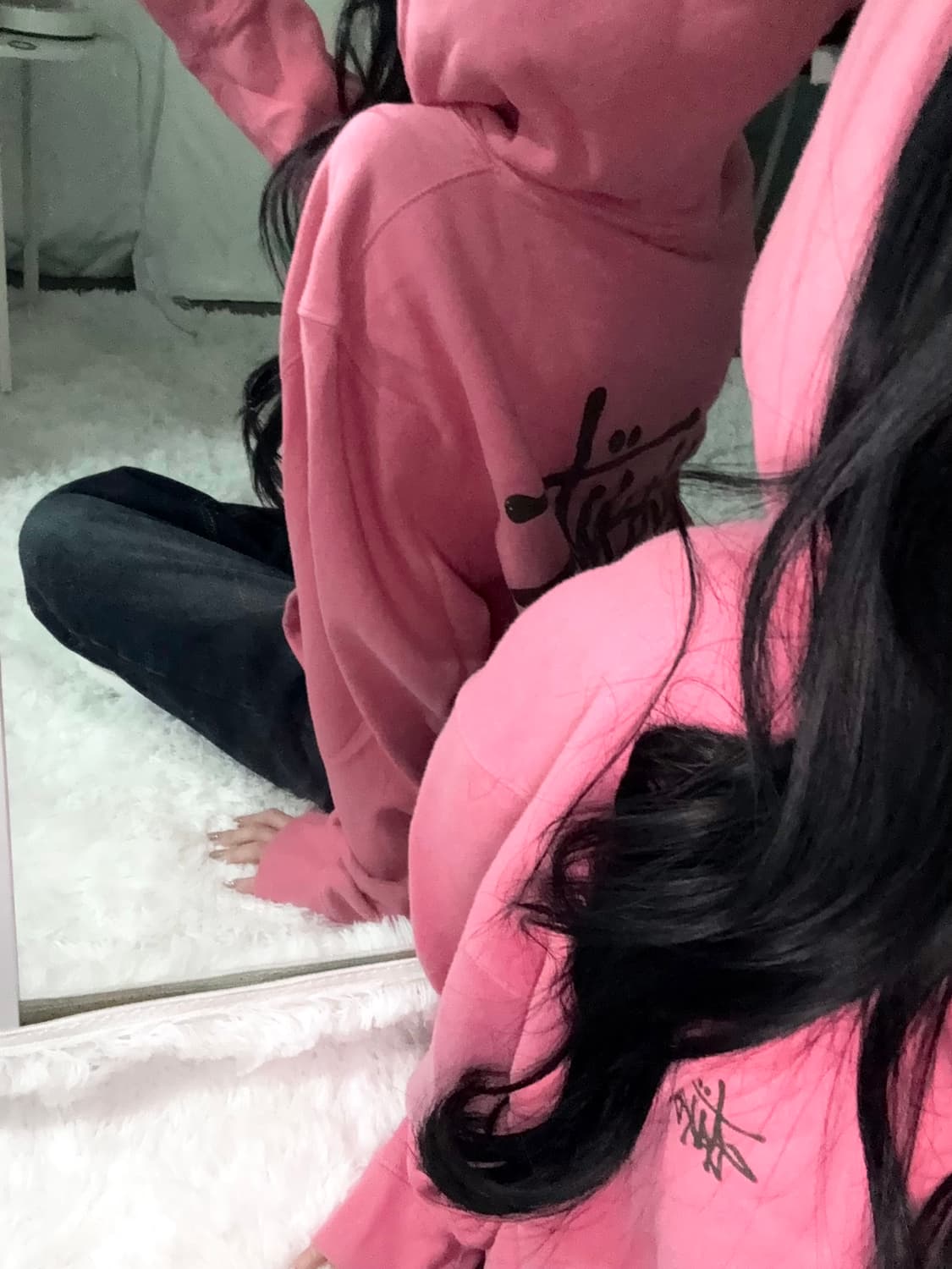 🐰스투시 유일 매물 피그먼트 분홍 빅로고 후드티🩷 상품이미지2