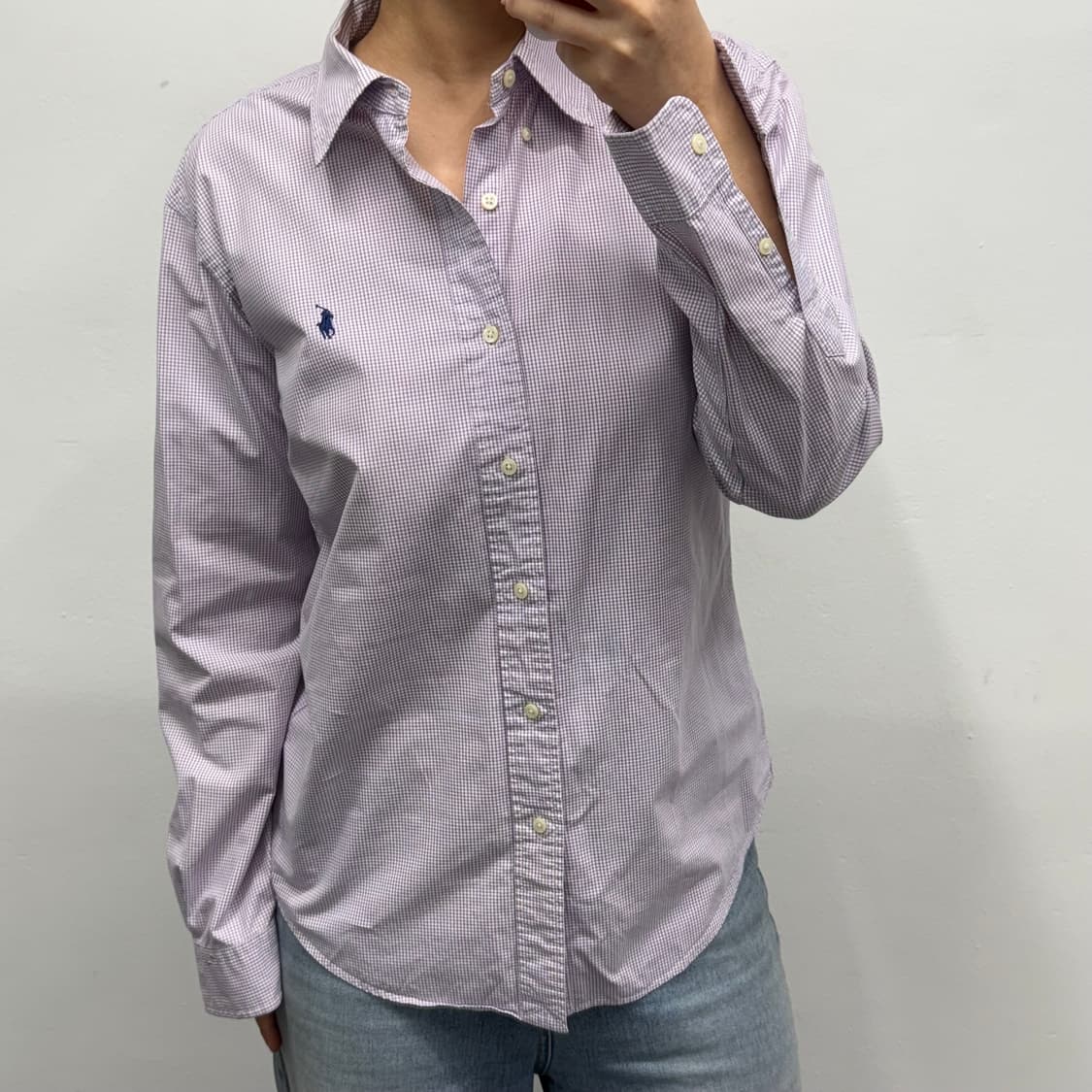 [XL] 랄프로렌 커스텀핏 드레스셔츠 잔체크 셔츠 상품이미지1
