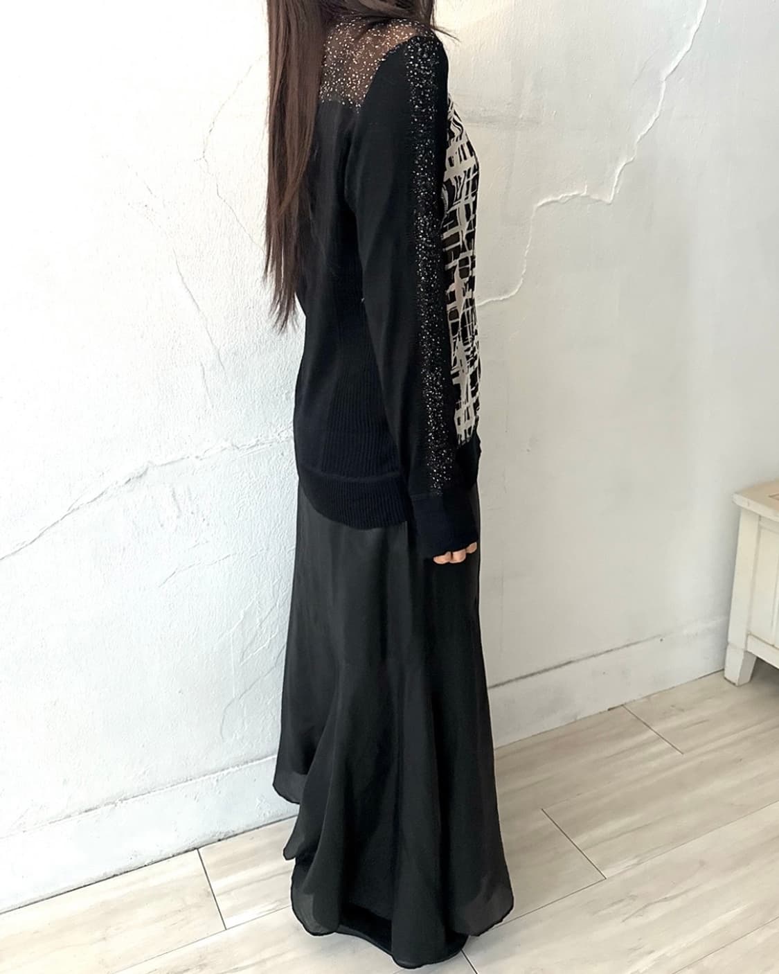 Black Glossy Long Skirt 상품이미지6