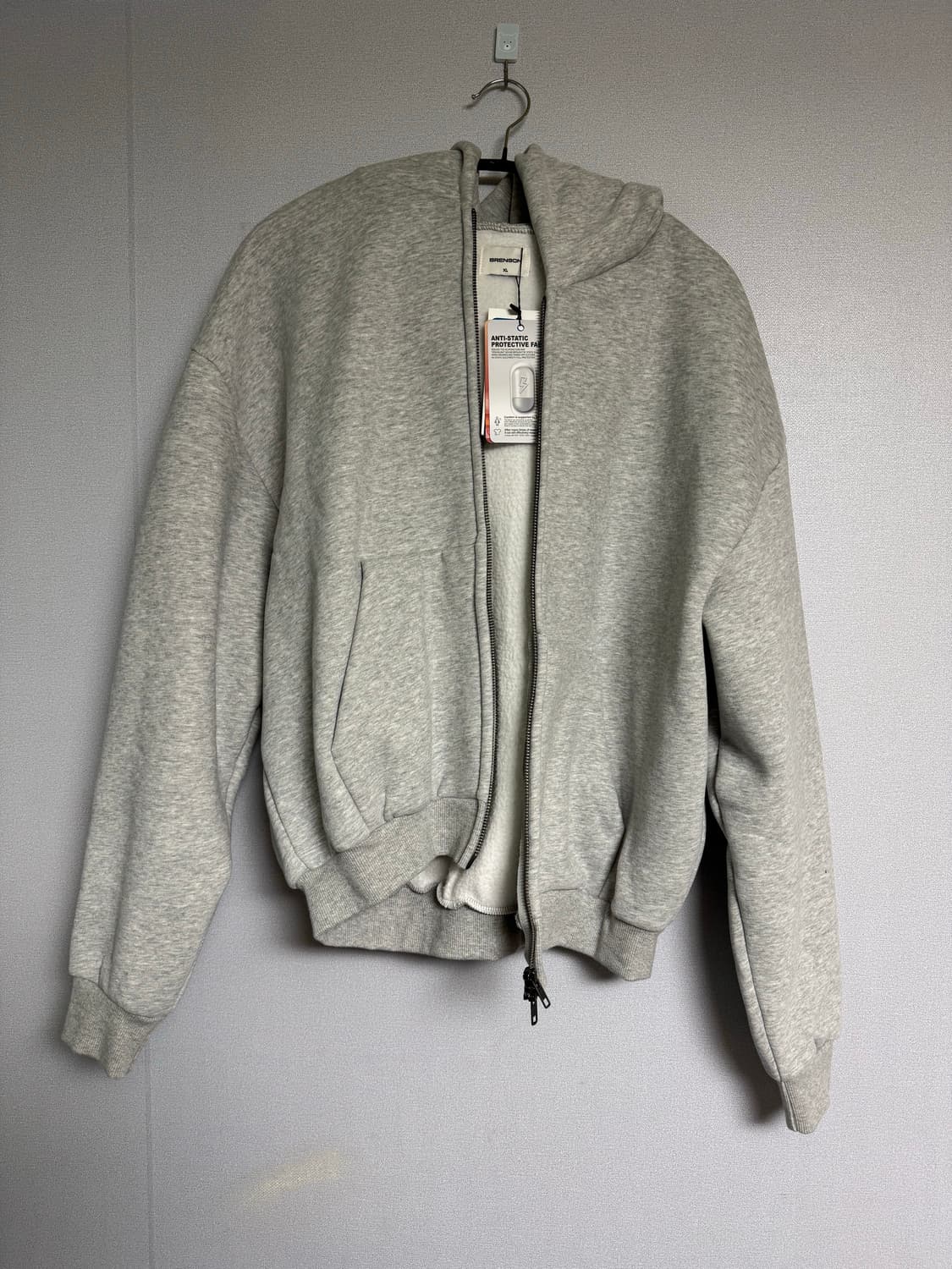 [XL] 브렌슨 코지 오버핏 크롭 기모 후드집업 멜란지 상품이미지2