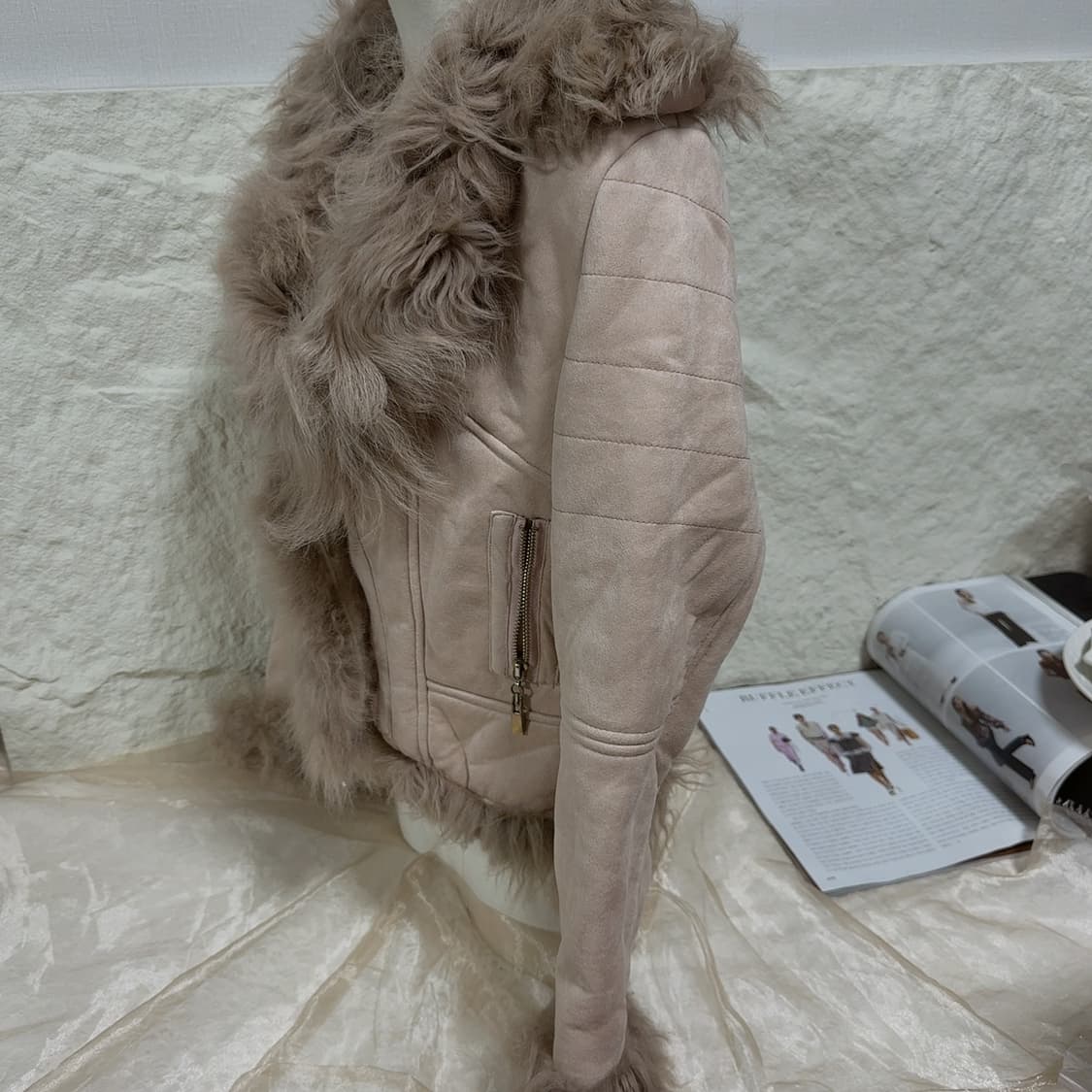 빈티지 로즈 핑크 토스카나 양털 스웨이드 무스탕 상품이미지4