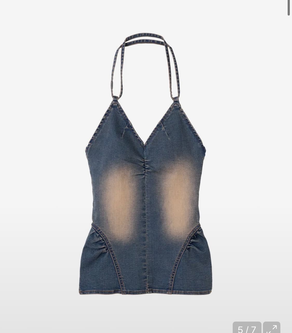 배디 데님 홀터 슬리브리스탑 상품이미지2