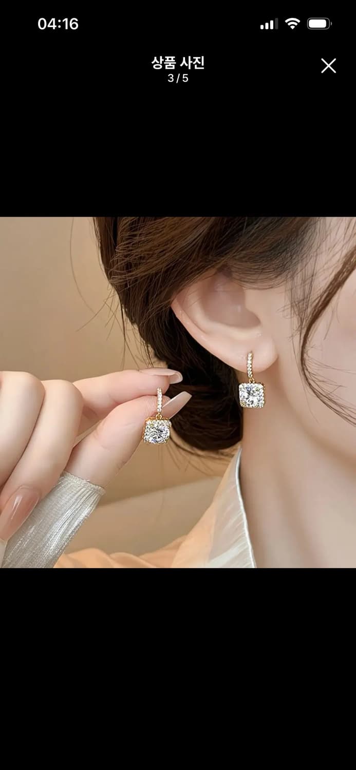 큐빅 드롭 귀걸이 (새상품) B0001 상품이미지3
