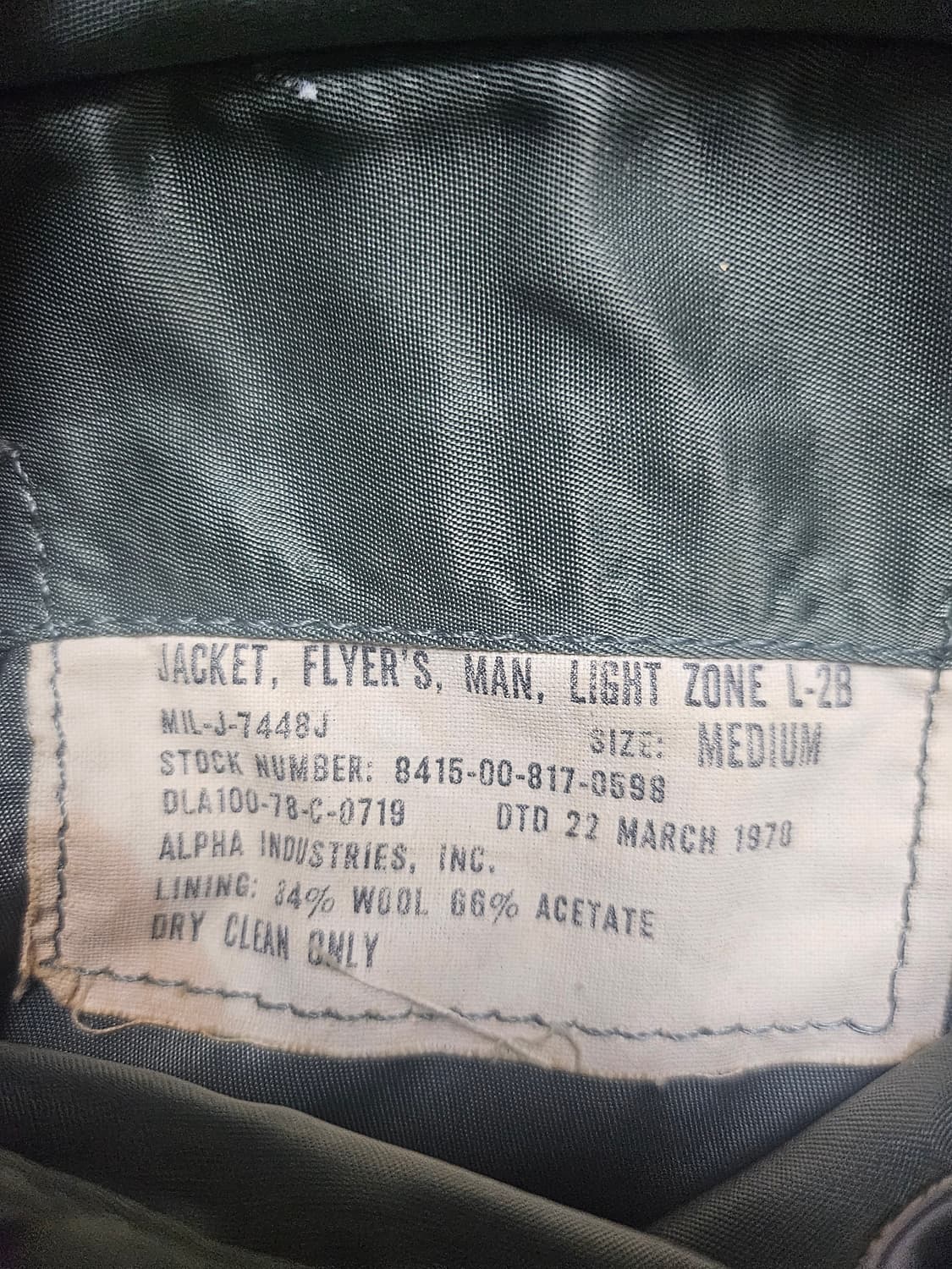 70s 미군오리지날 항공자켓 L2B 미듐 상품이미지3