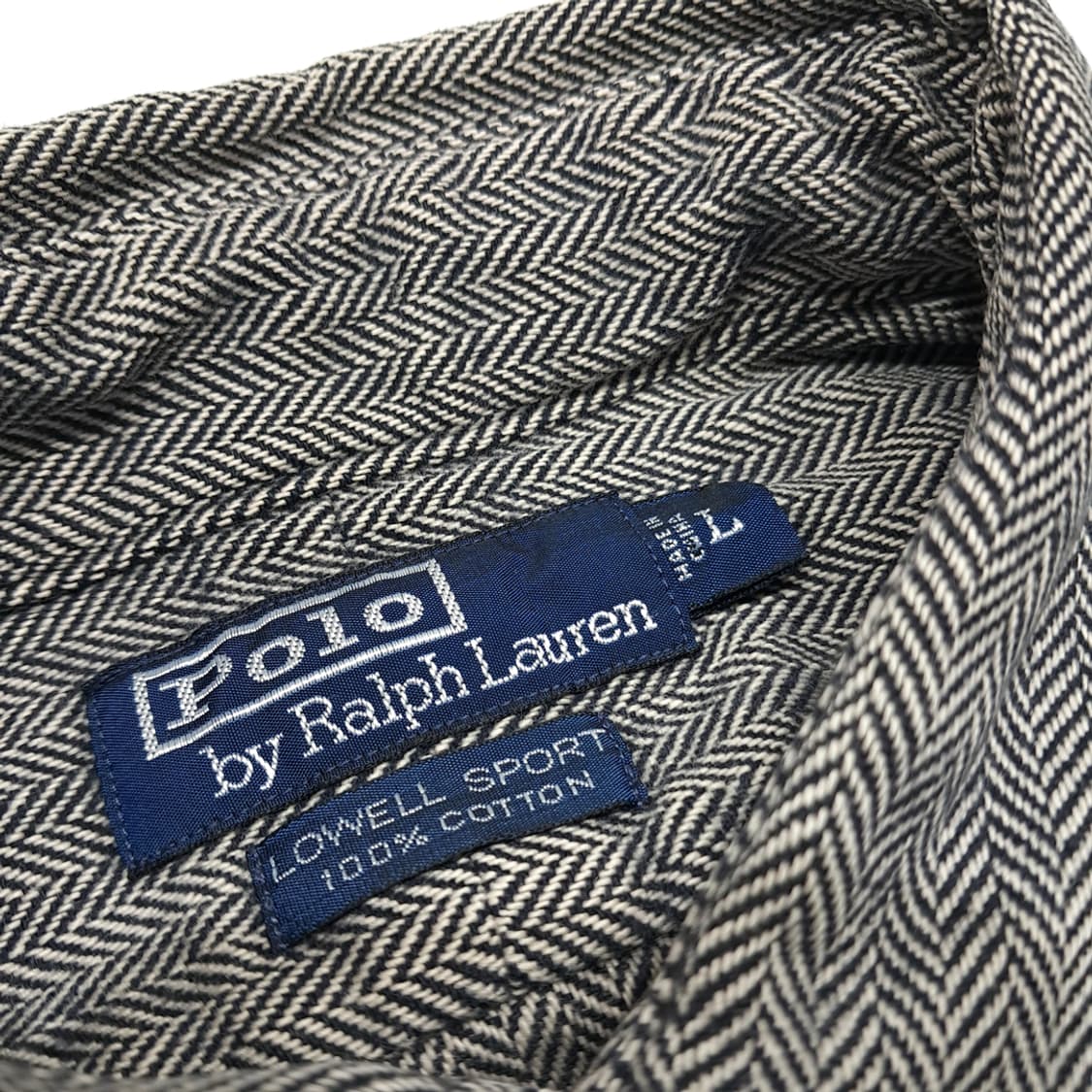 CL389 L 폴로 00s 코튼 헤링본 그레이 셔츠 남방 상품이미지3