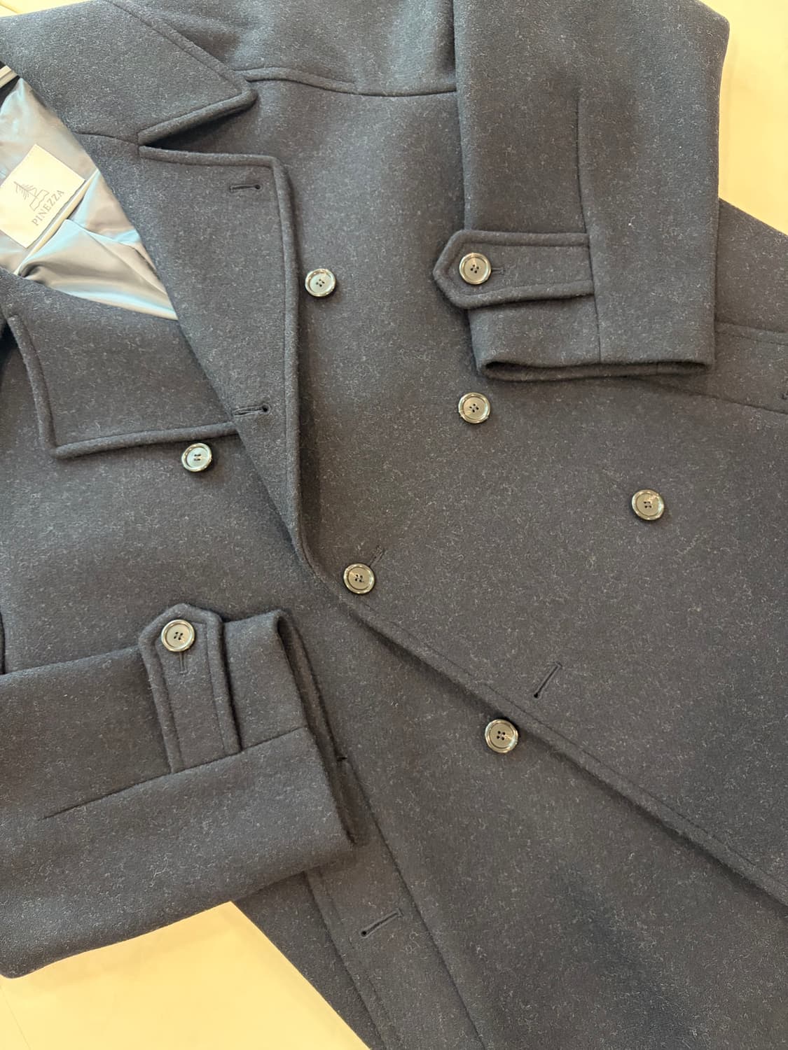 멋랩x피네짜 울 더블코트 네이비 M(100-105) 상품이미지4