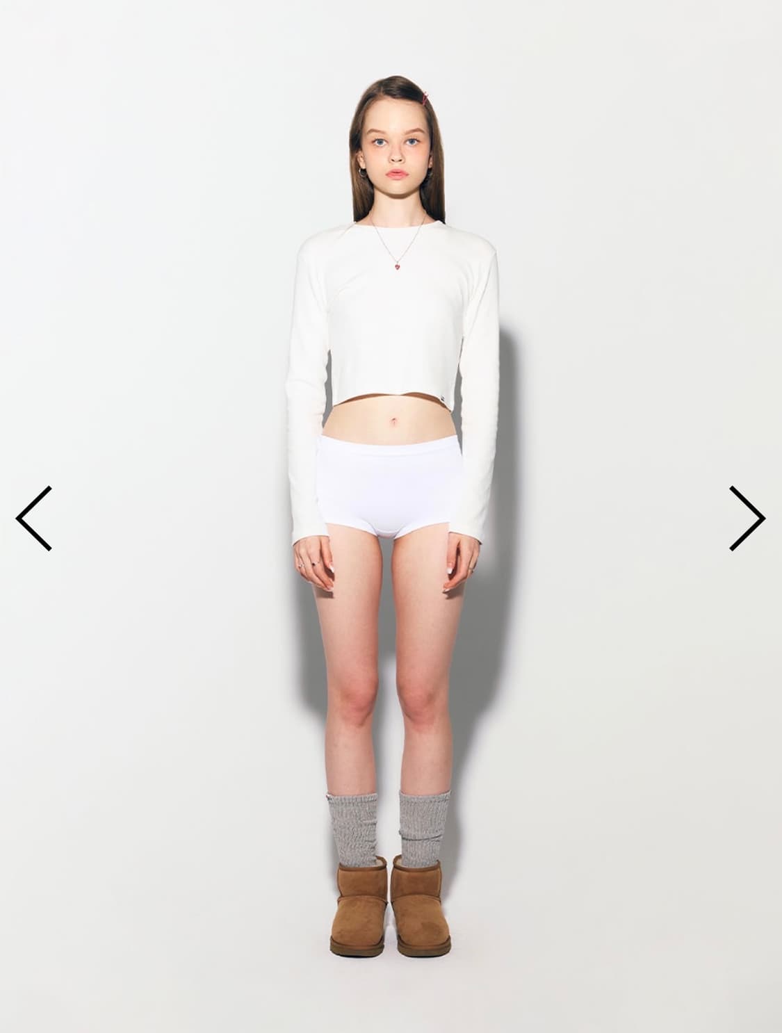 에즈이프캘리 걸스 베이직 크롭 롱슬리브 티셔츠 (화이트) 상품이미지2