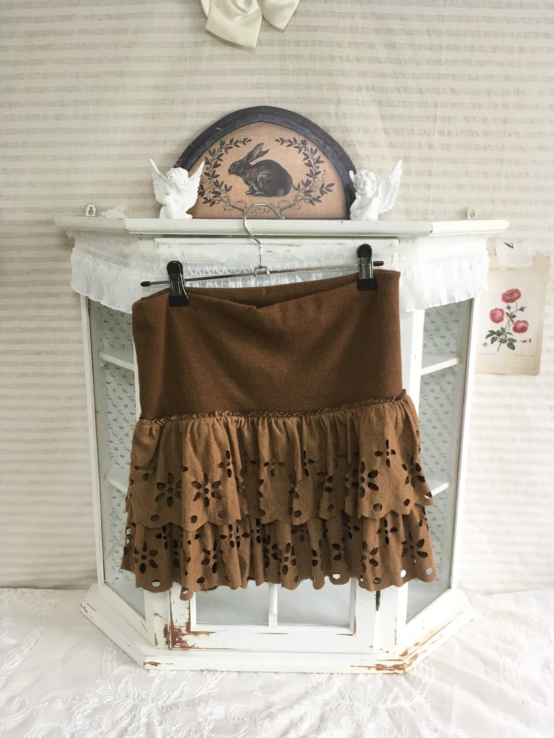 일본빈티지 브라운 펀칭 캉캉 스커트 상품이미지8