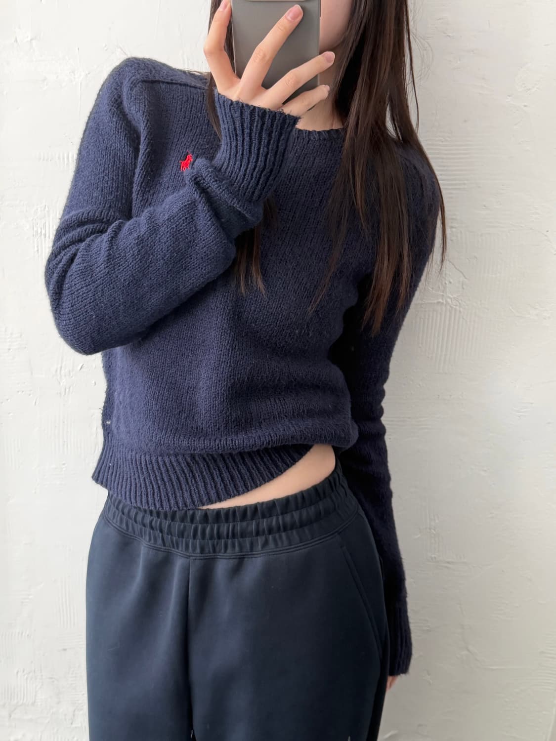 Polo 폴로 랄프로렌 신형 레드 포니 네이비 코튼 라운드넥 니트 상품이미지2