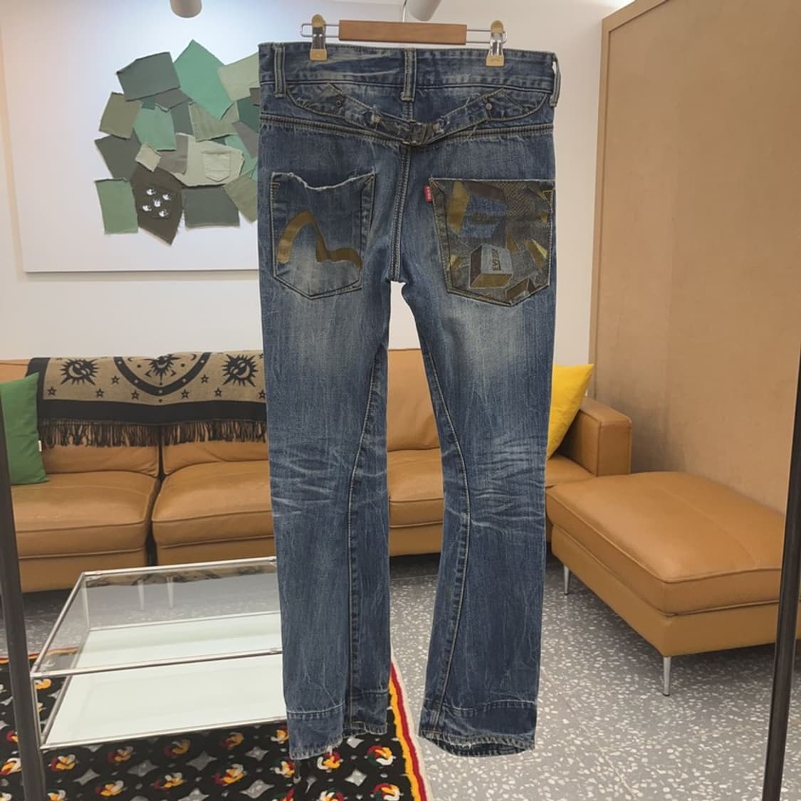 에비수 올드스쿨 레트로 포켓 프린팅 데님팬츠 32인치 C06792 상품이미지4