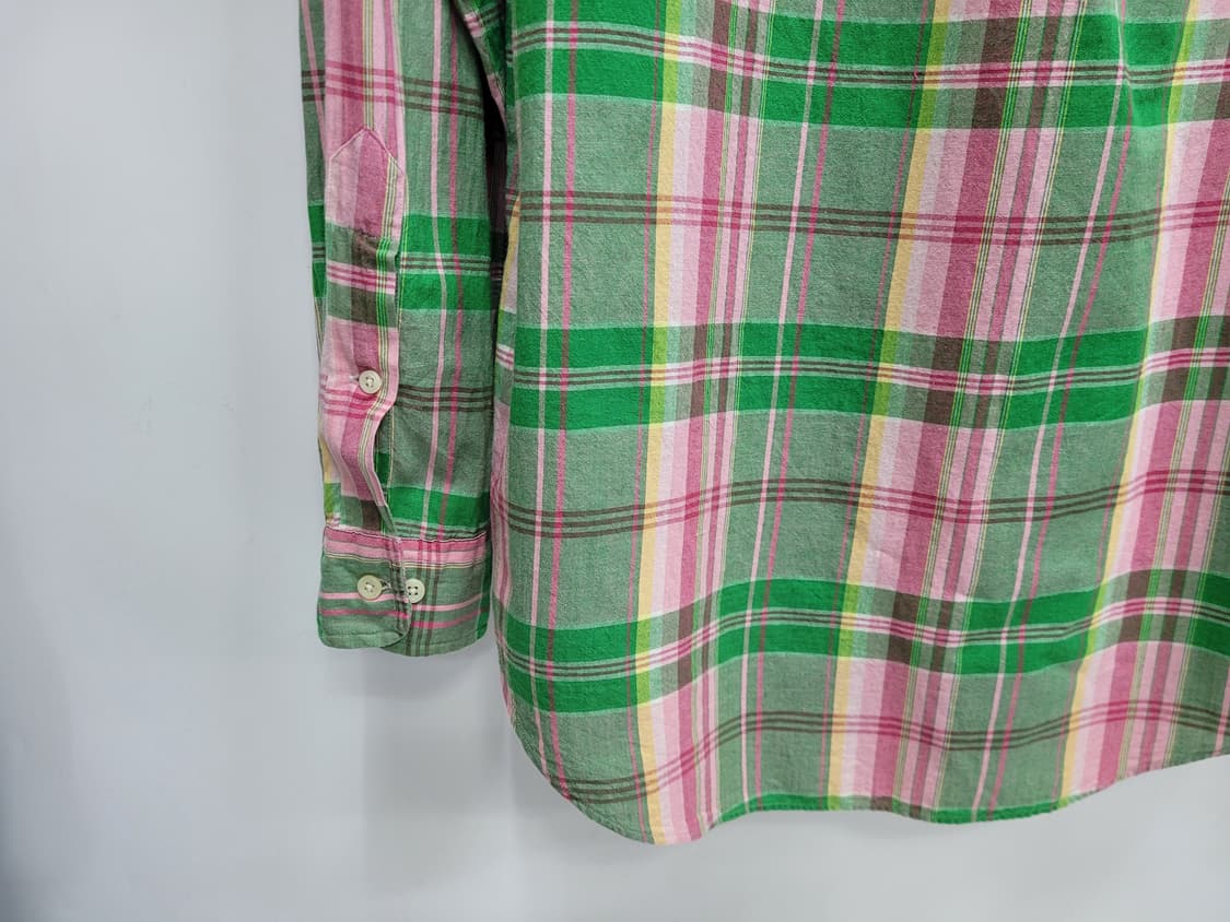 POLO 폴로 랄프로렌 클레식핏 체크 셔츠 / 남 15 M 그린 핑크
 상품이미지5