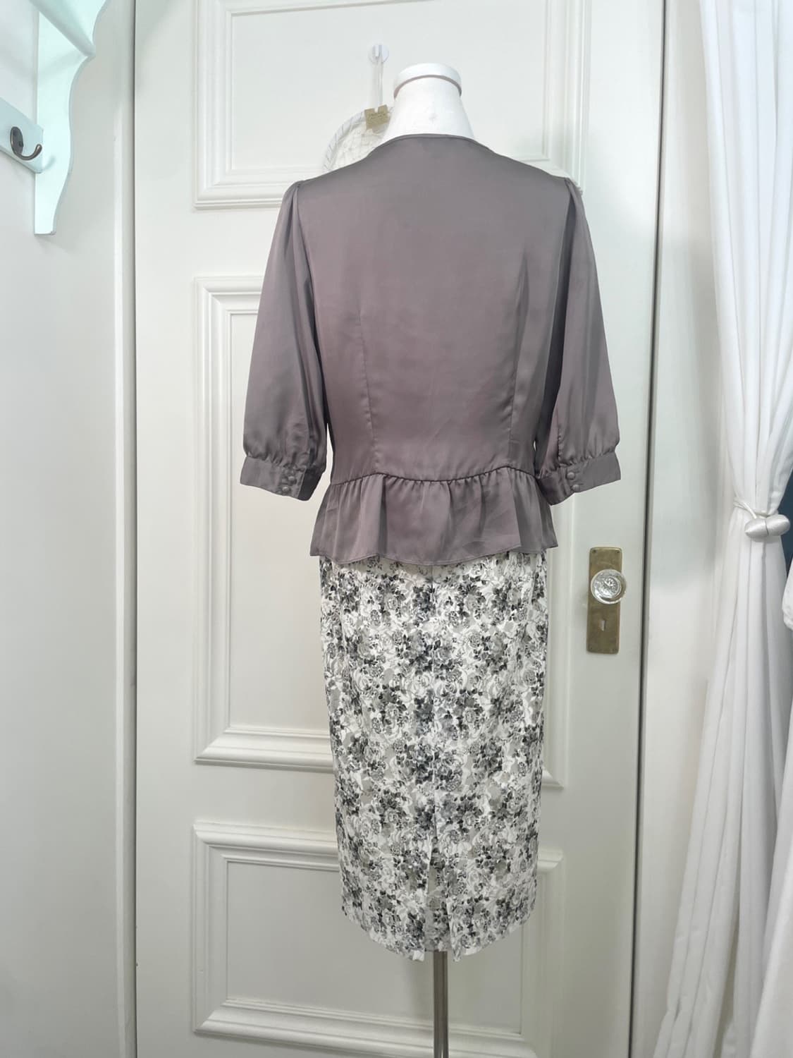 khaki ivory rose lace skirt(size-M) 상품이미지8