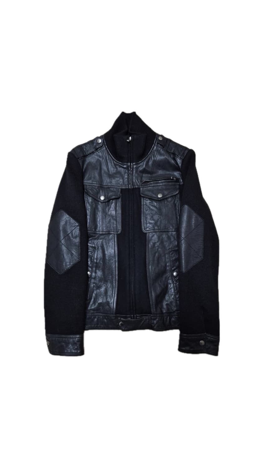leather knit vintage jacket L 상품이미지1