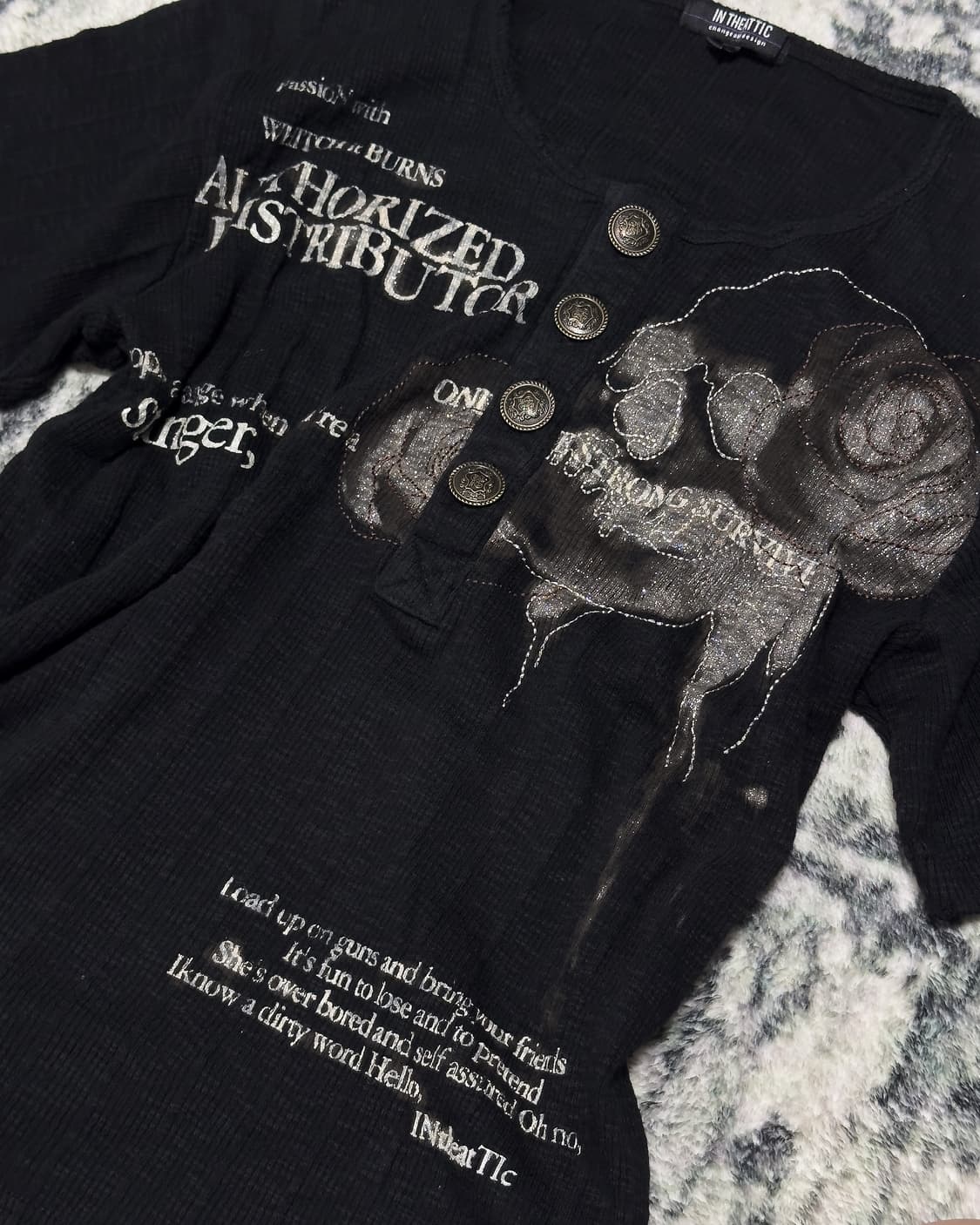 {In The Attic} Skull Rose Ribbed Tee  상품이미지7