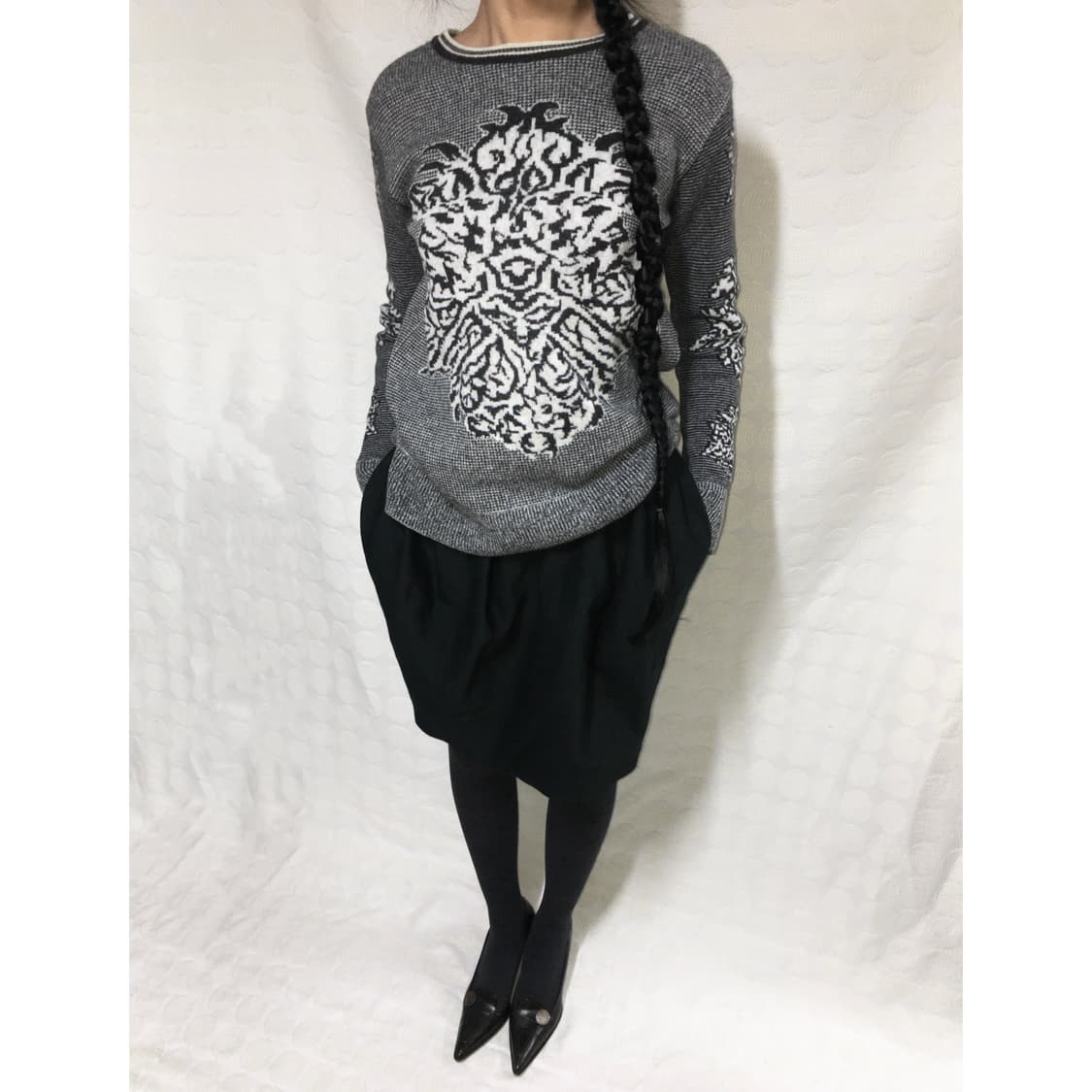 랑방 딥 그린 울 실크 벌룬 스커트 상품이미지2