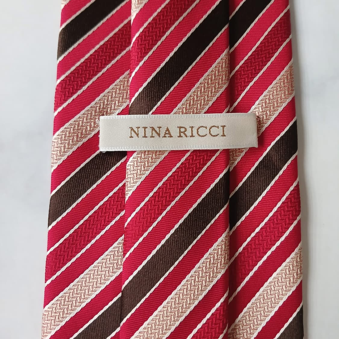 니나리치 실크 레드 스트라이프 넥타이 9.5cm A+등급 E733 상품이미지9