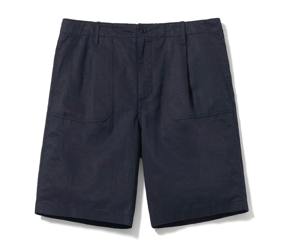 포터리 린넨 원플리츠 퍼티그 쇼츠 네이비 1사이즈 상품이미지1