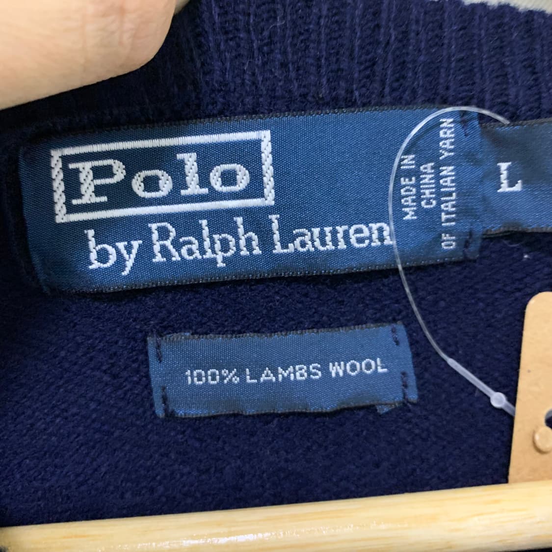 폴로 랄프로렌 램스울 네이비 브이넥 니트 남성 L 상품이미지3