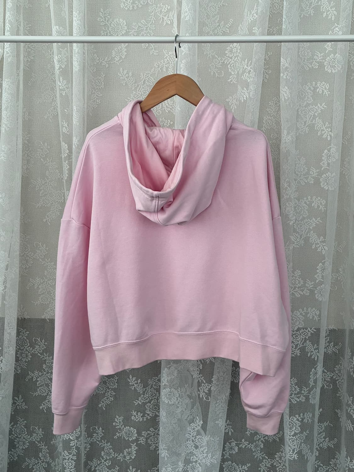 M) 나이키 스우시 크롭 후드 티셔츠 베이비핑크 상품이미지2