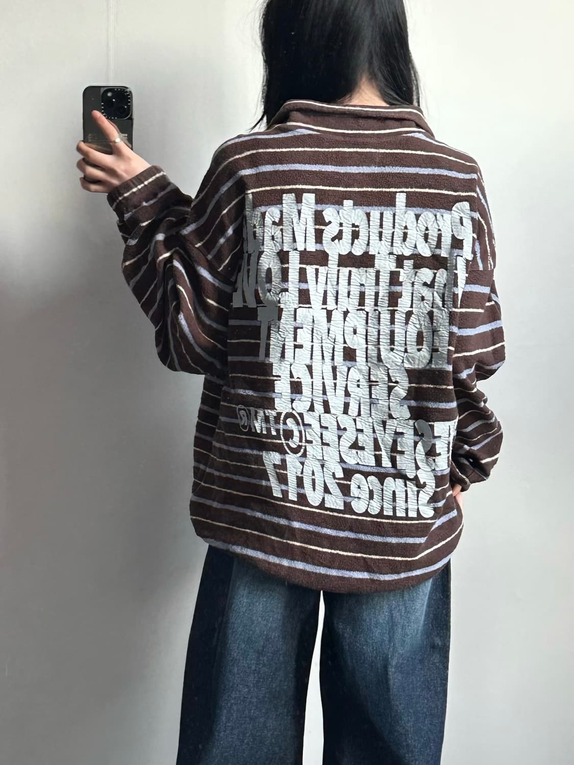 예스아이씨 스트라이프 하프 집업 상품이미지2