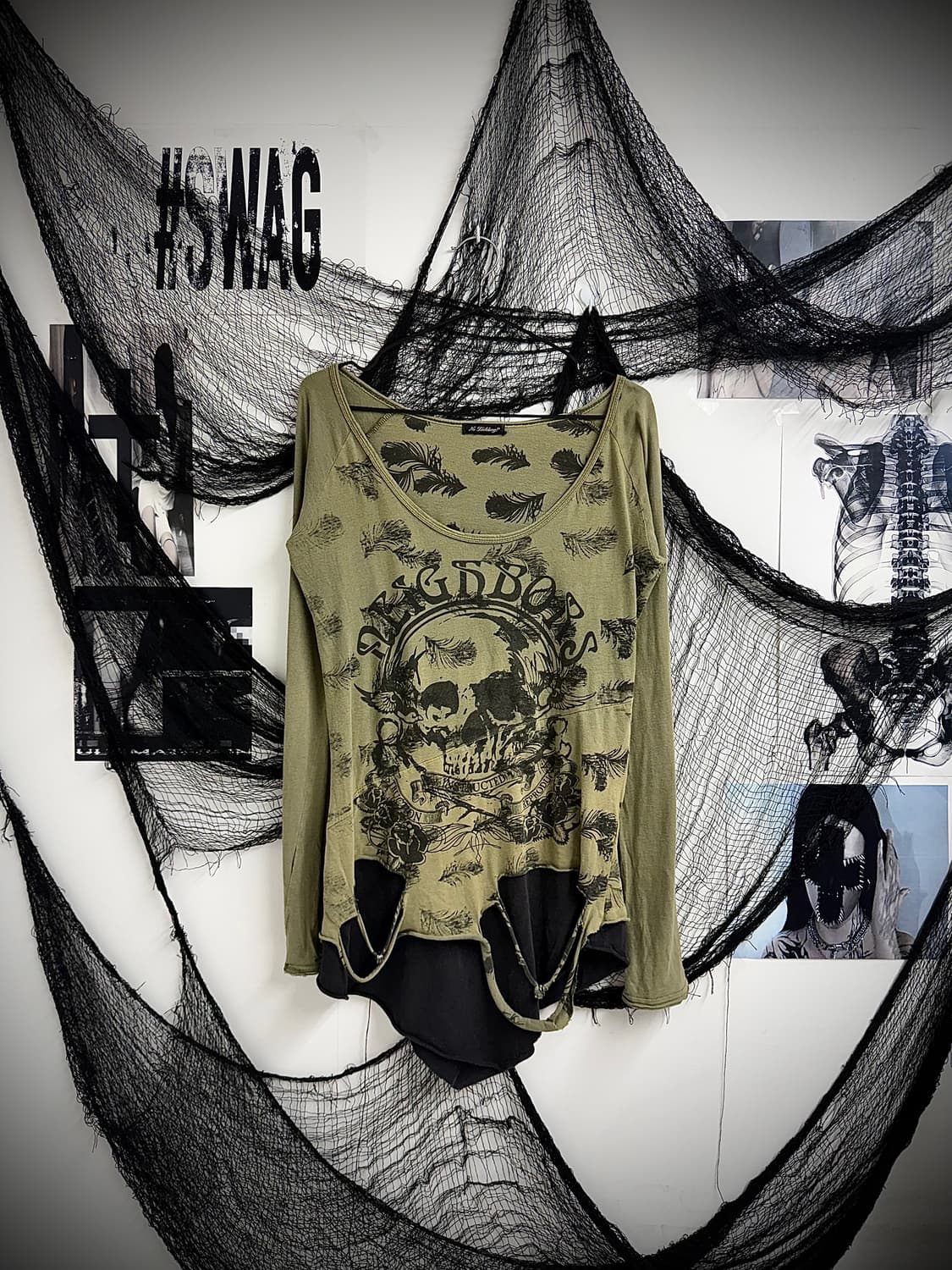 00s grunge skull printing longsleeve 상품이미지3