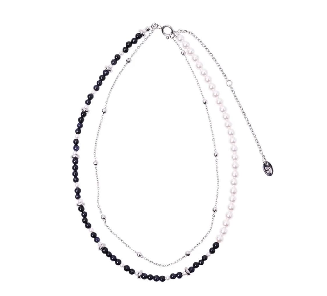 엔프프 two line gemstone pearl necklace 목걸이 상품이미지2
