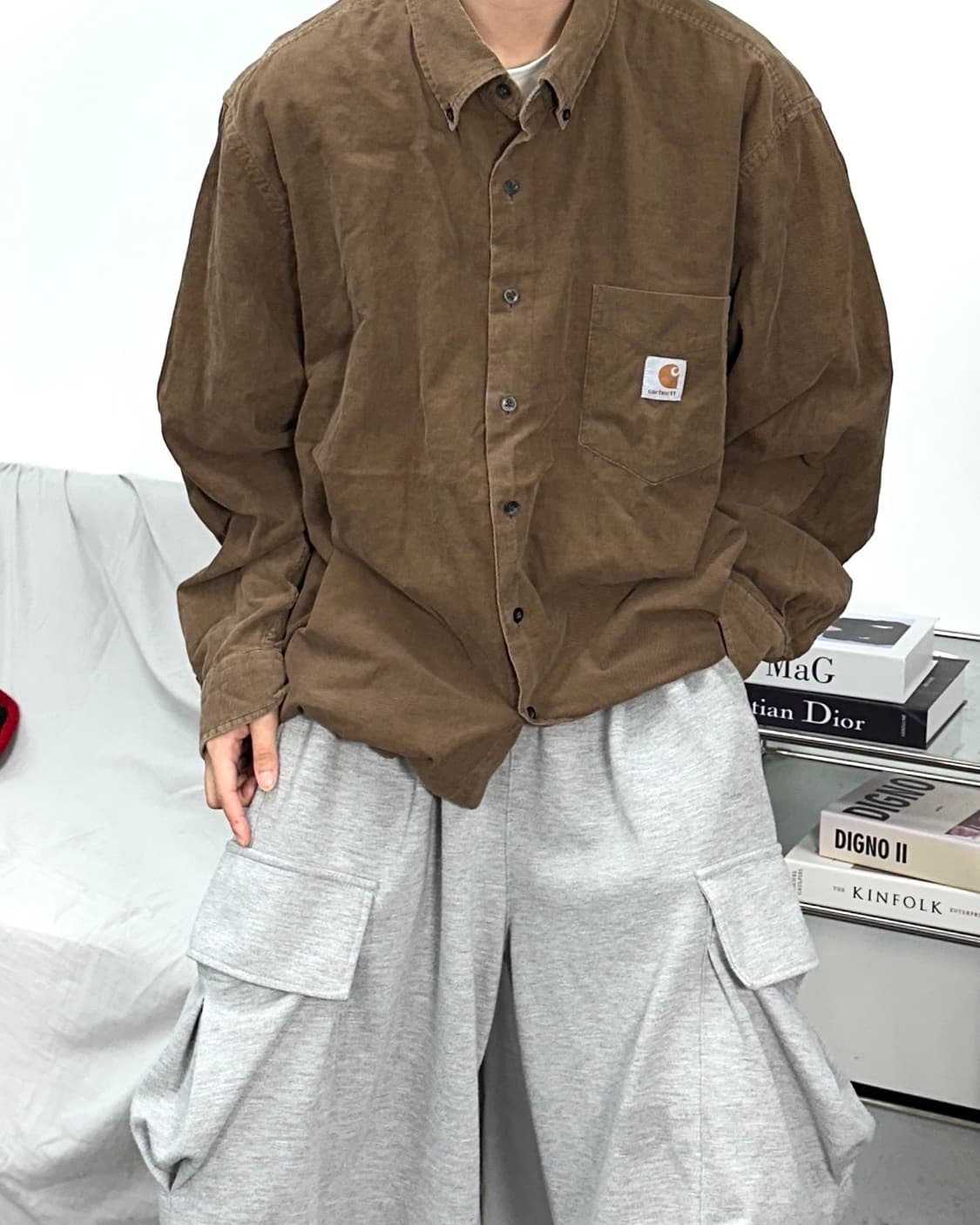 칼하트 브라운 코듀로이 셔츠 XL 상품이미지2