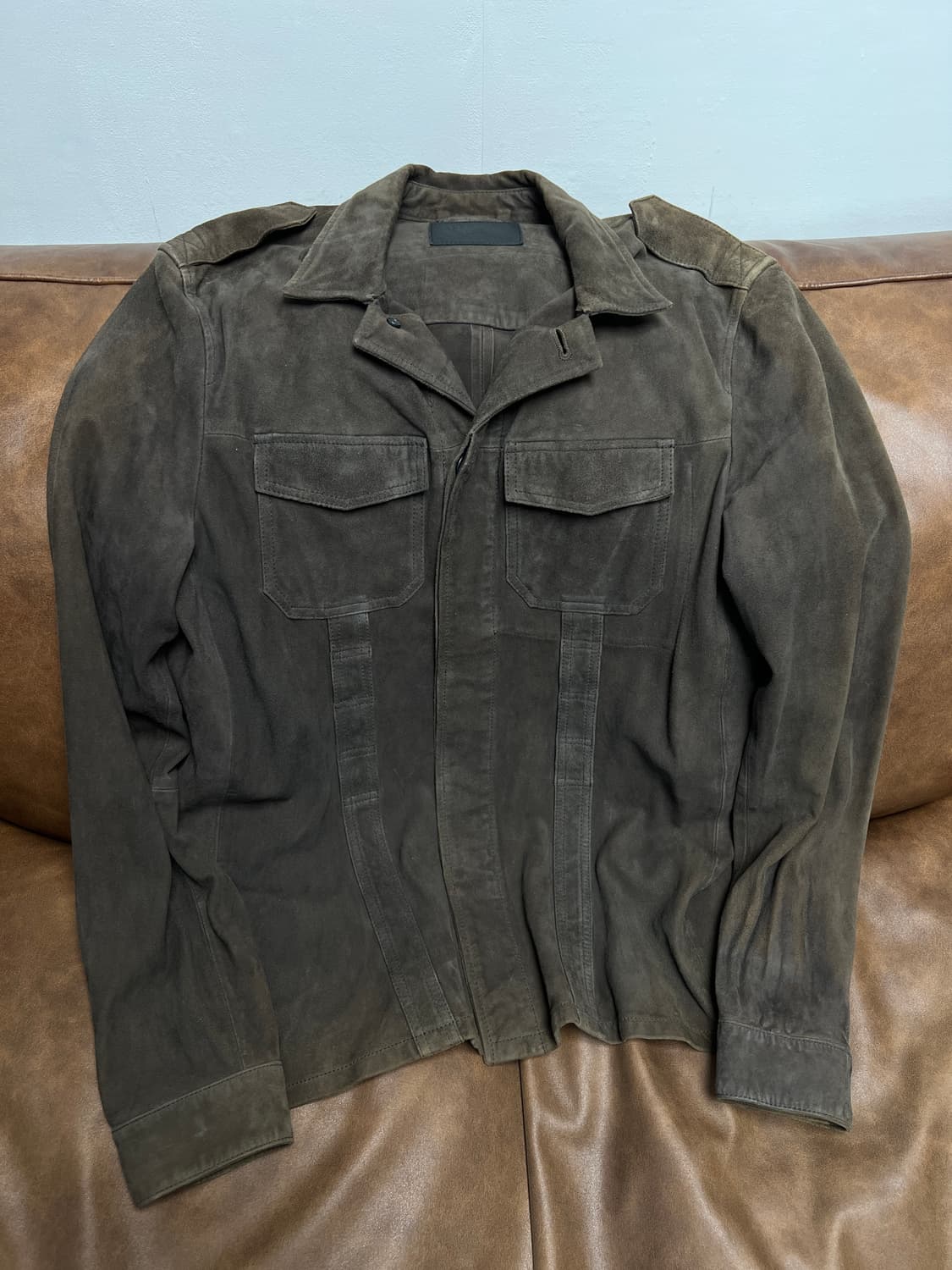 [L] 올세인츠 리얼 스웨이드 셔츠 자켓 브라운 상품이미지2