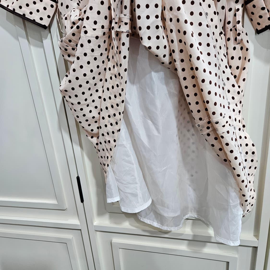 앙크루즈 핑크 도트 반팔 원피스 더블버튼 상품이미지7