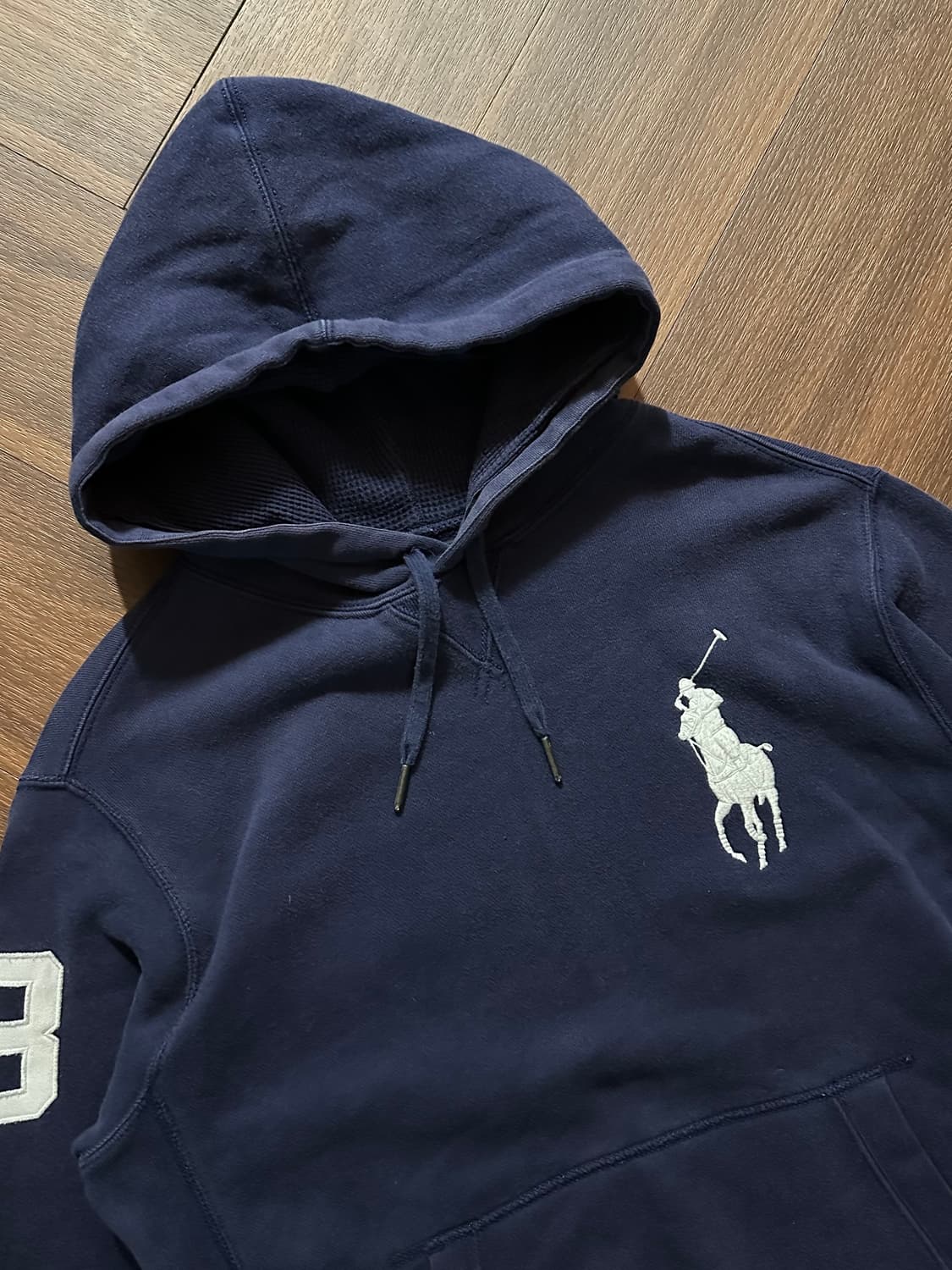 대장급 (주)두산 폴로 랄프로렌 00s 빅포니로고 네이비 써멀 후드티  상품이미지6