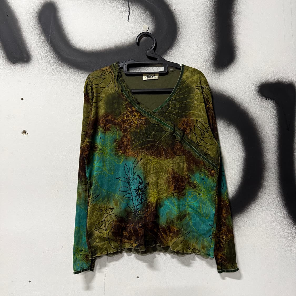 VTG 빈티지 오리엔탈 타이다이 레이스 긴팔 블라우스 탑 상품이미지1