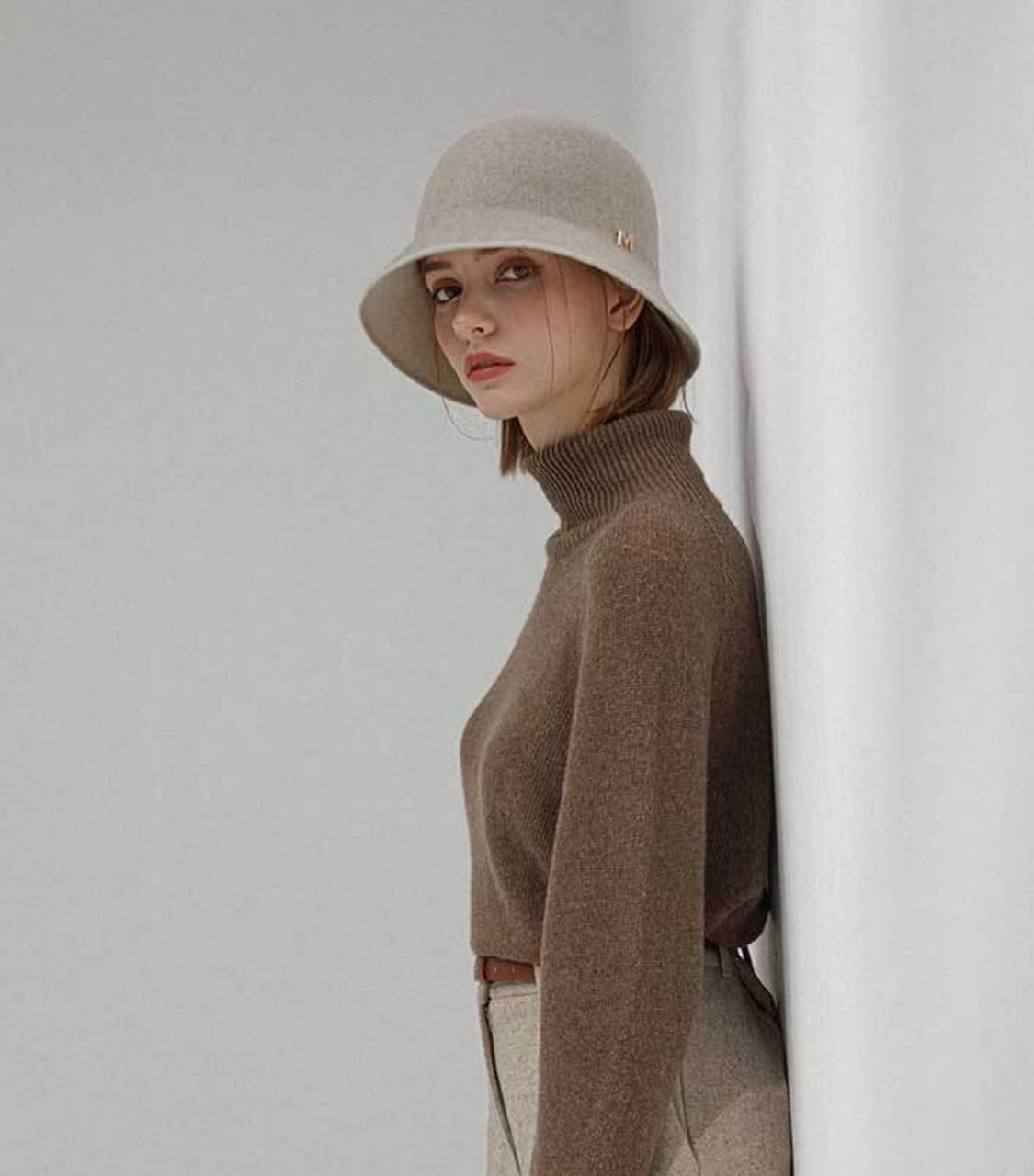 [새제품] 마스케라 울 버킷햇 베이지 상품이미지4