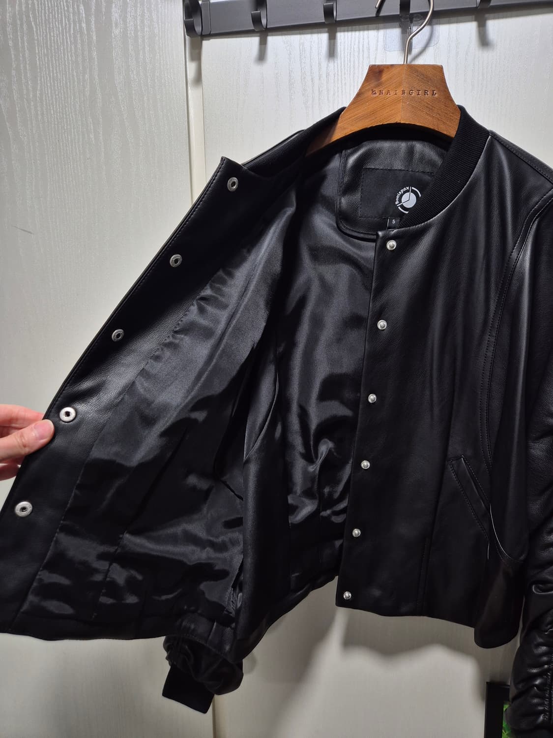 빈티지 블랙 레더 셔링 자켓.새상품 상품이미지5