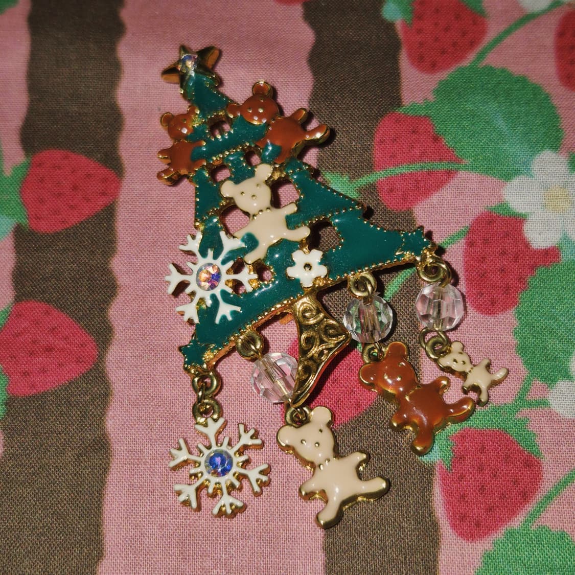80s 미국 에이본 크리스마스 트리 베어 브로치 상품이미지8