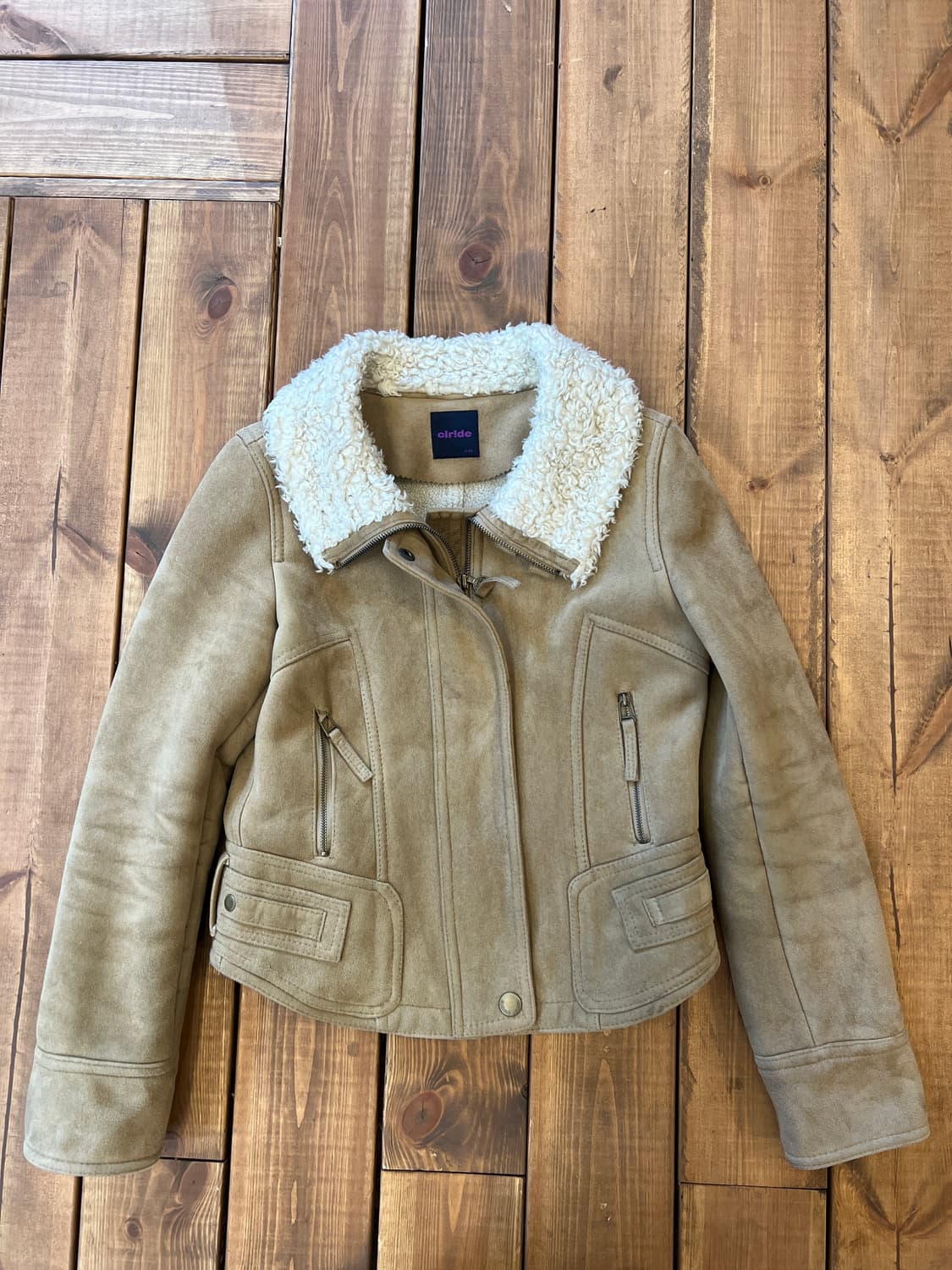 베이지 숏 에코 무스탕 상품이미지7