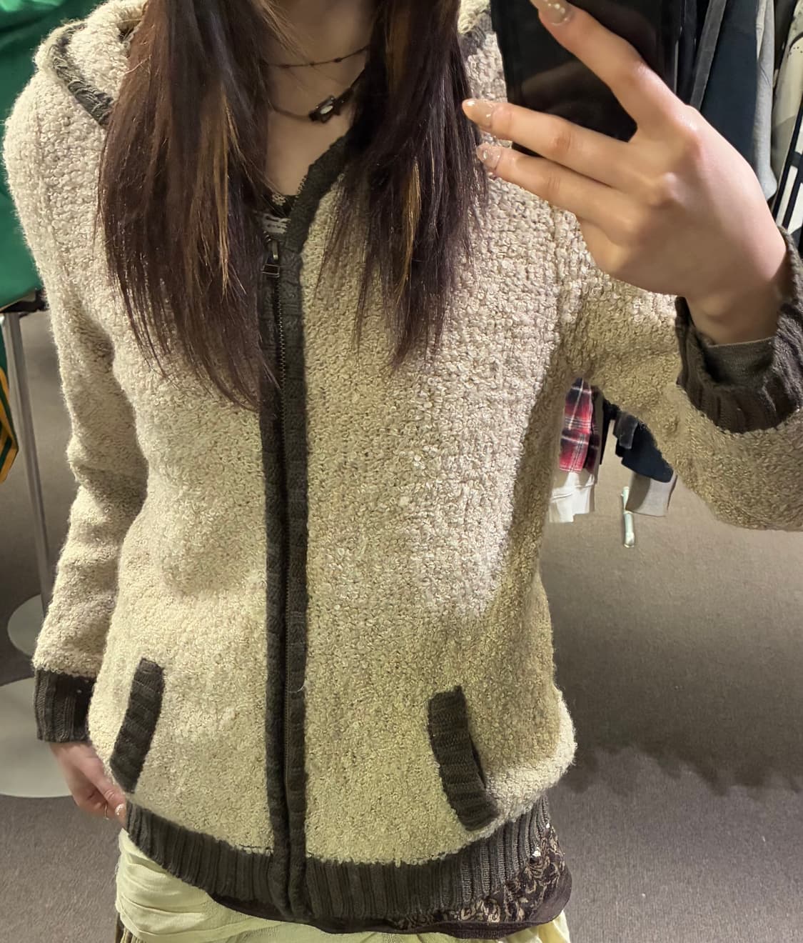 38)Japanese vintage 여성 니트 후드집업 상품이미지1