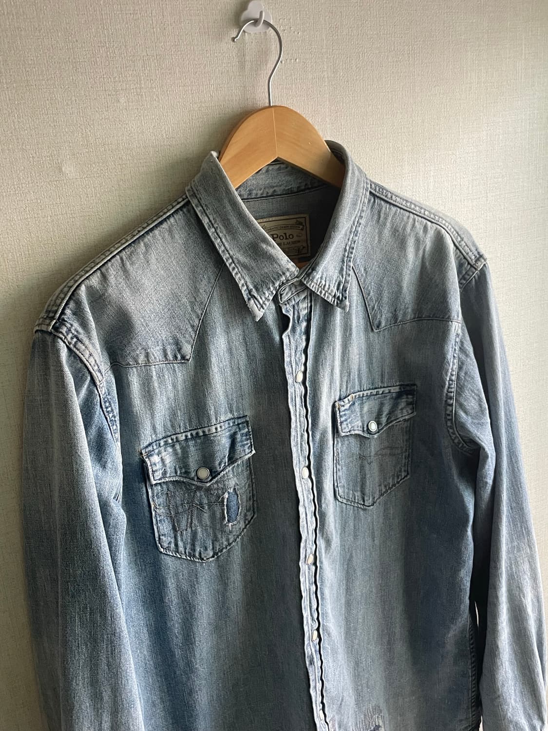 폴로 랄프로렌 웨스턴 데님 셔츠 / RRL 무드 헤비 데미지  M 상품이미지1