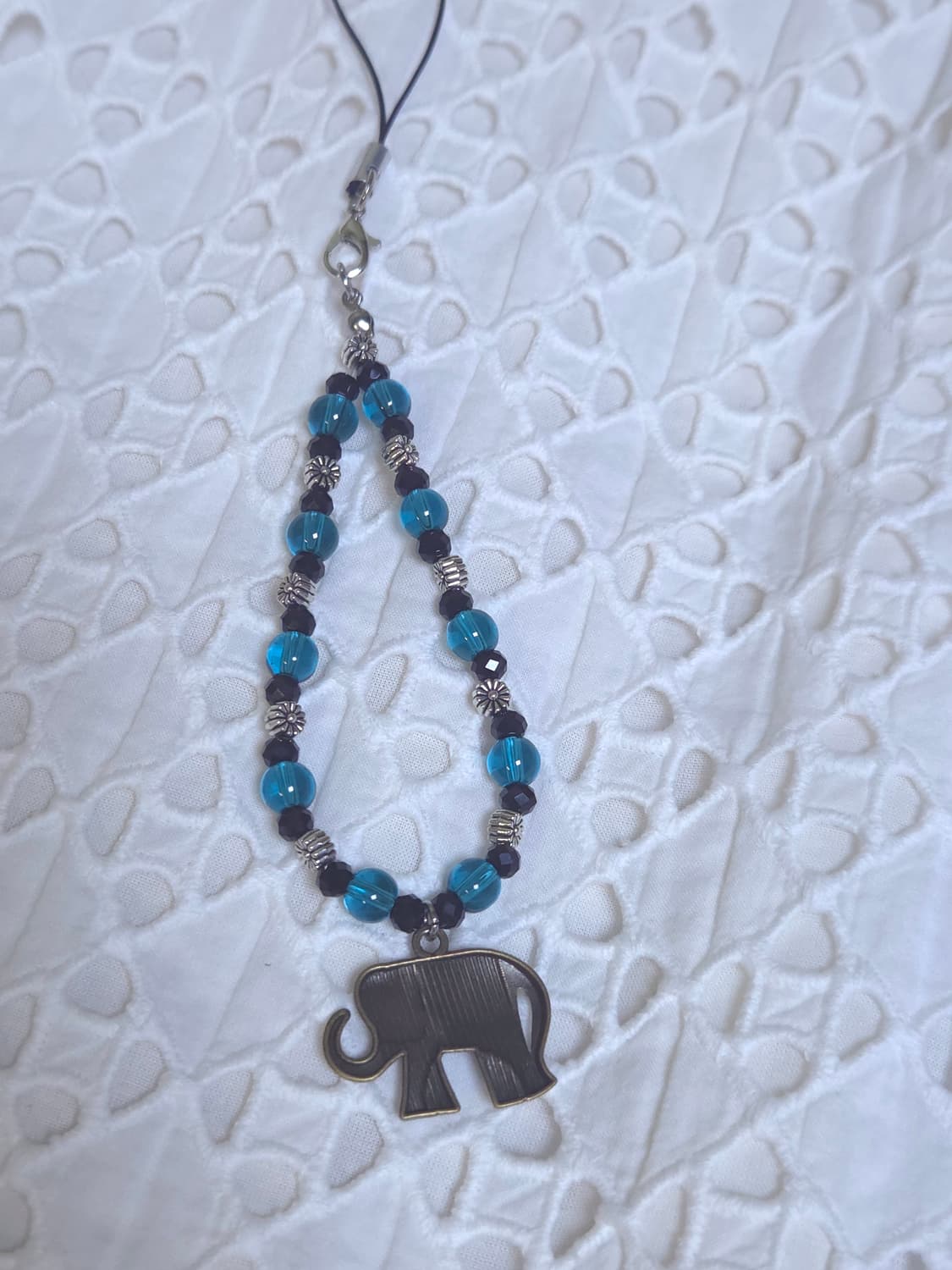 [핸드메이드] 코끼리 핸드폰 줄 키링 (하늘색) 상품이미지2