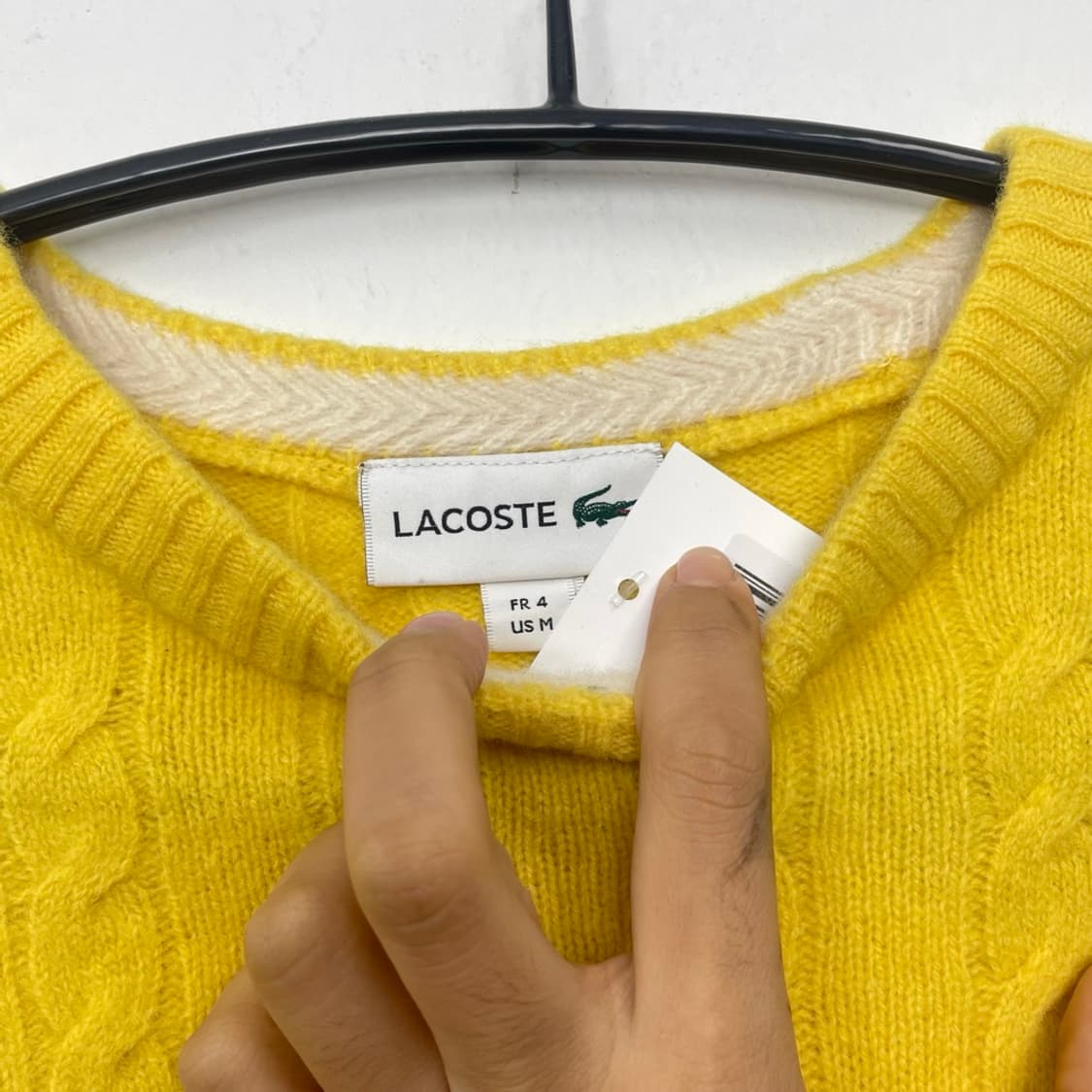 라코스테 LACOSTE 옐로우 꽈배기 라운드넥 니트 4 상품이미지2