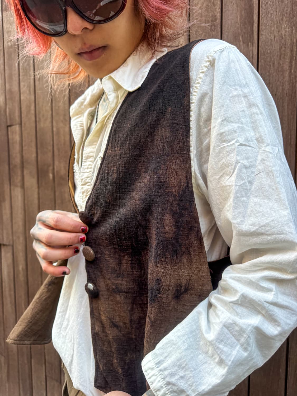 Vintage Tie-dye Linen Vest 상품이미지2