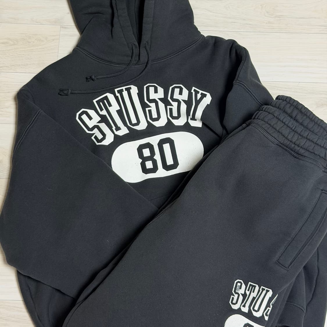 스투시80 릴렉스핏 기모 후드티 바지 세트 상품이미지1