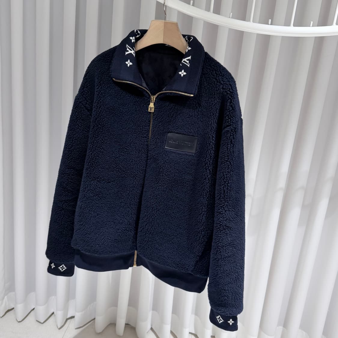 (S/XXL) / 루이비통 모노그램 레더패치 플리스 블루종 후리스 자켓 상품이미지2