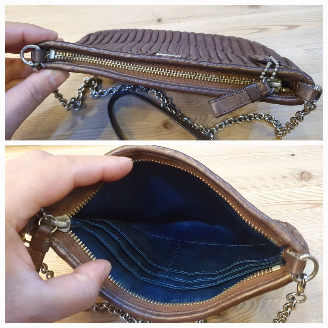 코치 레더 플리츠 크로스백 상품이미지3