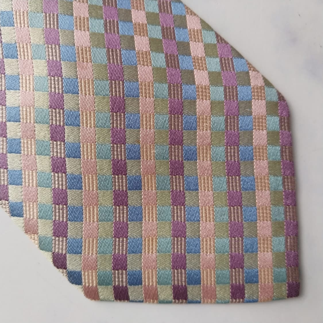 미쏘니 넥타이 베이지 체크 패턴 9.2cm A+등급 K2202 상품이미지6