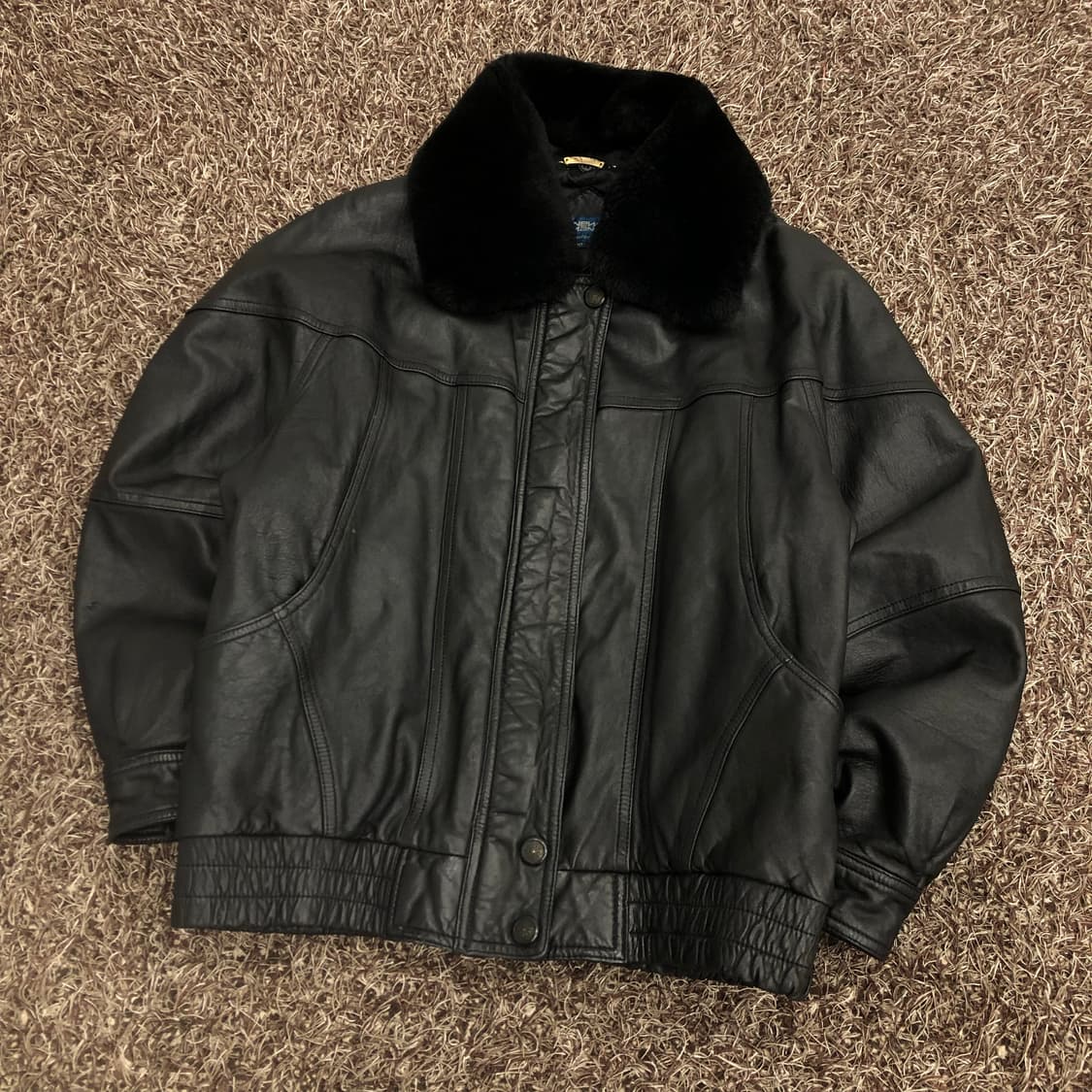 빈티지 양가죽 봄버 퍼카라 레더 가죽 자켓  상품이미지1