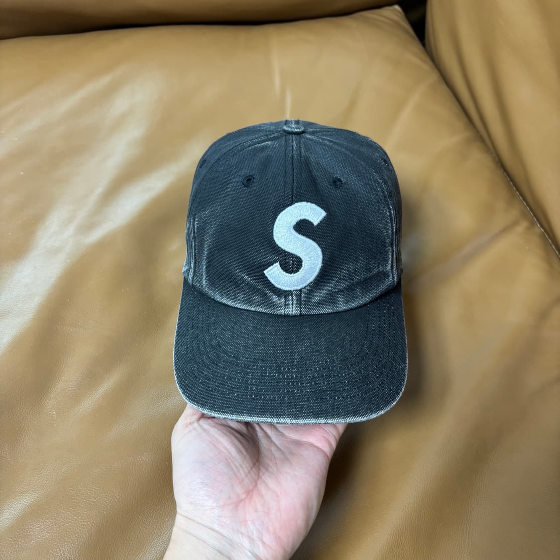 슈프림 S로고 6패널 볼캡 모자 피그먼트 워시드 블랙 상품이미지2