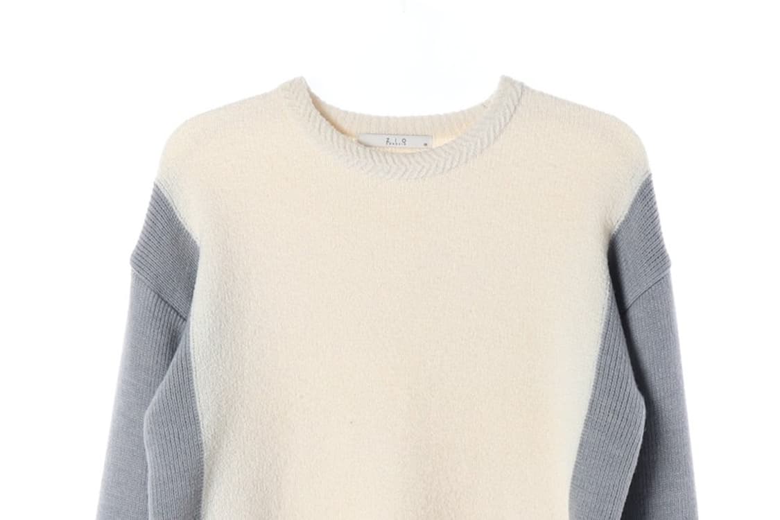 지오송지오 울 블렌드 3컬러 배색 라운드 니트 L 상품이미지3